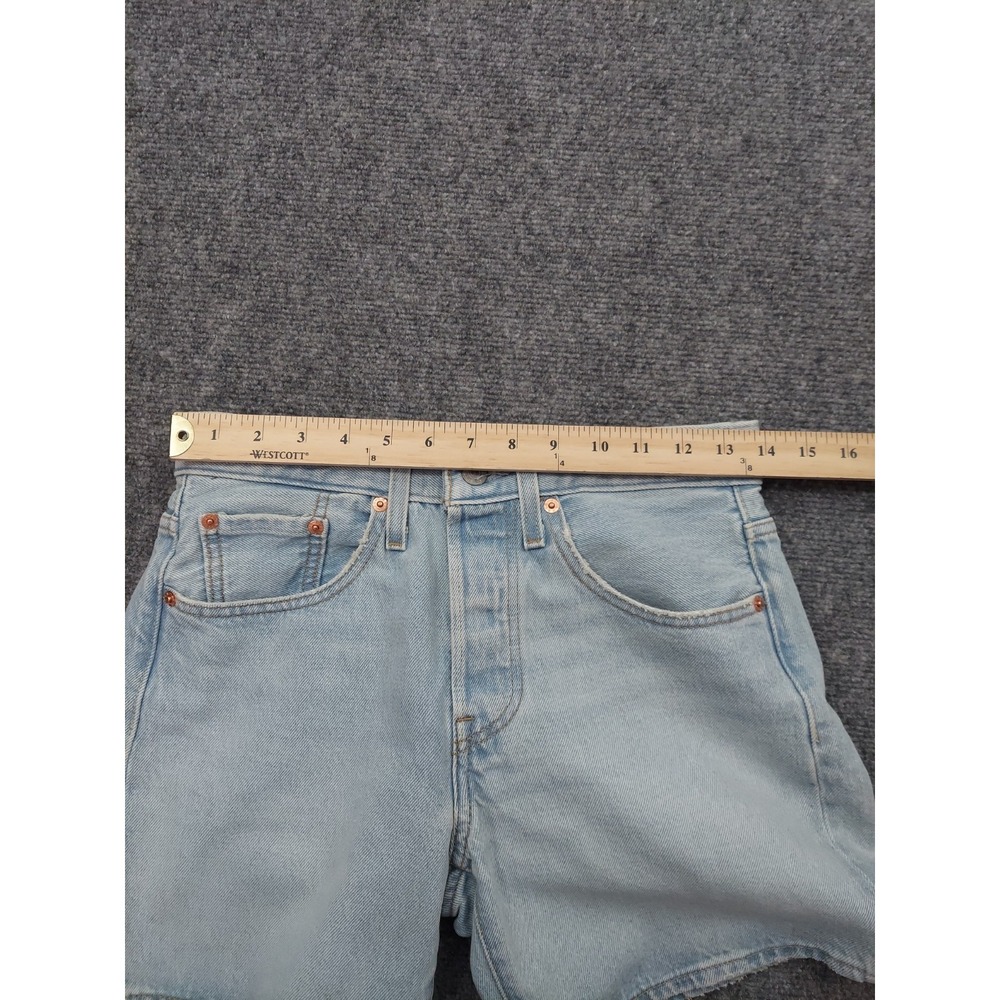 Levis 501 Denim Shorts Women 26 Blue Light Wash Button Fly Cotton 6" inseam Jean - Picture 10 of 12